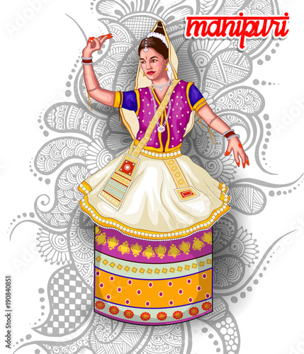 illustration of Indian Manipuri dance form photo