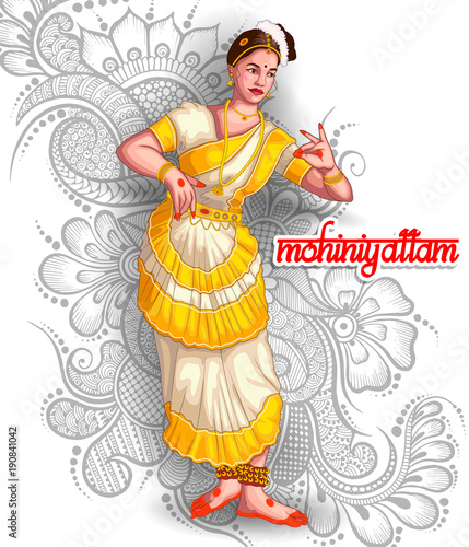  illustration of Indian mohiniyattam dance form