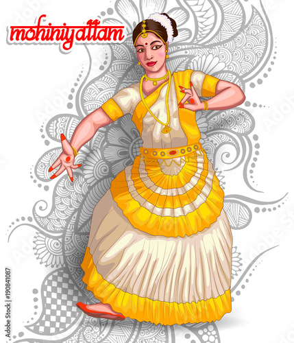  illustration of Indian mohiniyattam dance form