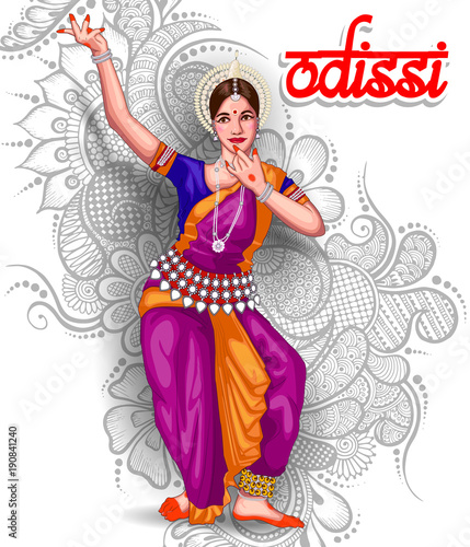  illustration of Indian odissi dance form