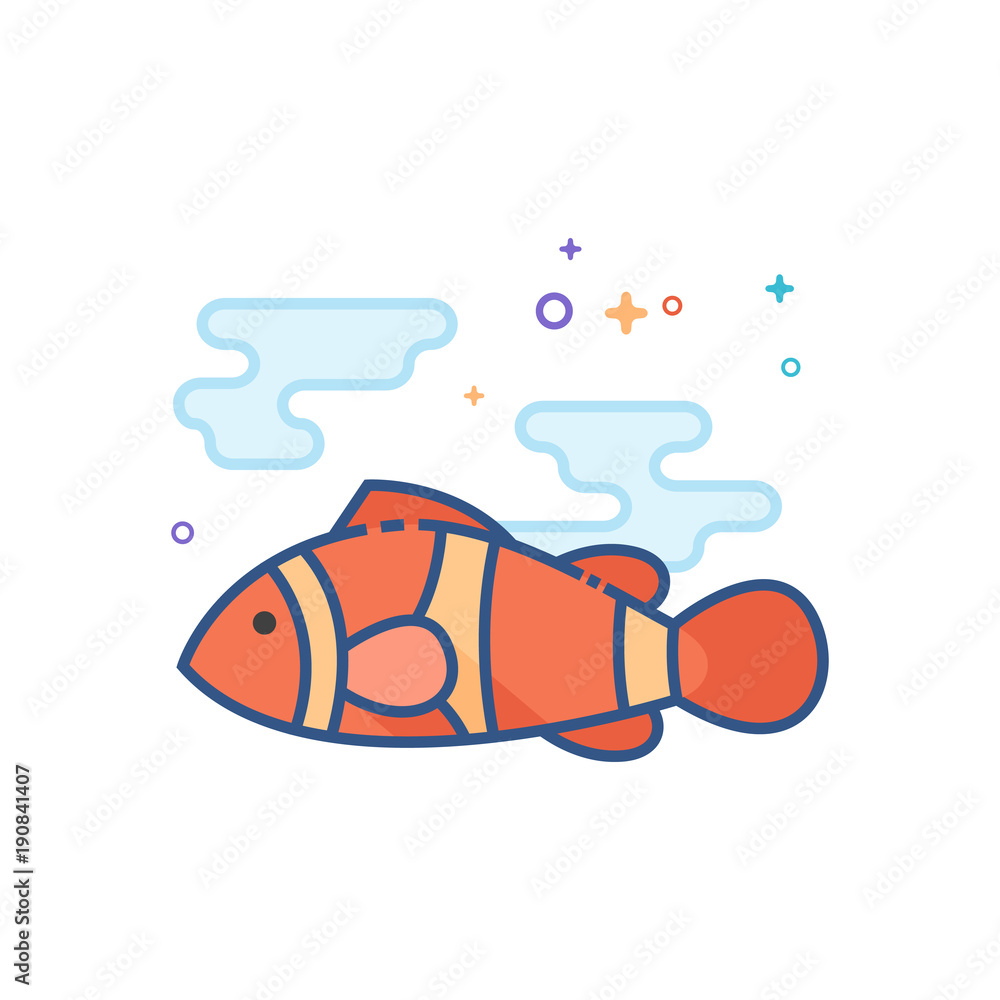 Clown fish icon in outlined flat color style. Vector illustration. Clown fish icon in outlined flat color style. Vector illustration.