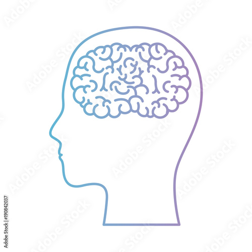  human head face brain science mind intelligence vector illustration