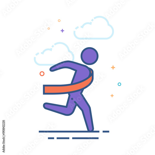 Finish line icon in outlined flat color style. Vector illustration.