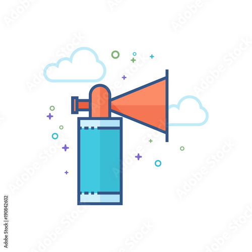 Gas horn in outlined flat color style. Vector illustration. photo