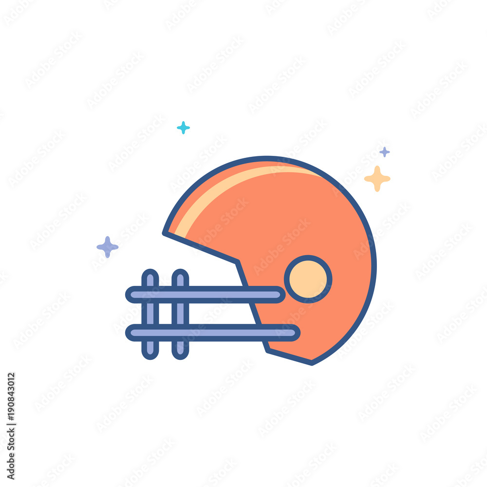 Fototapeta Football helmet icon in outlined flat color style. Vector illustration.