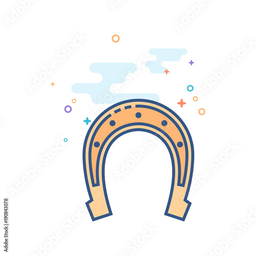 Horse shoe icon in outlined flat color style. Vector illustration.