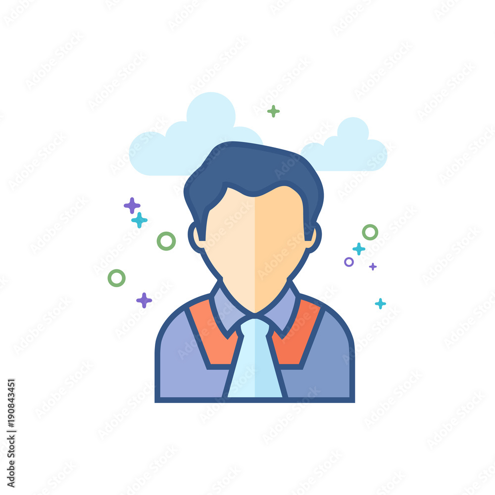 Judge avatar icon in outlined flat color style. Vector illustration. Judge avatar icon in outlined flat color style. Vector illustration.