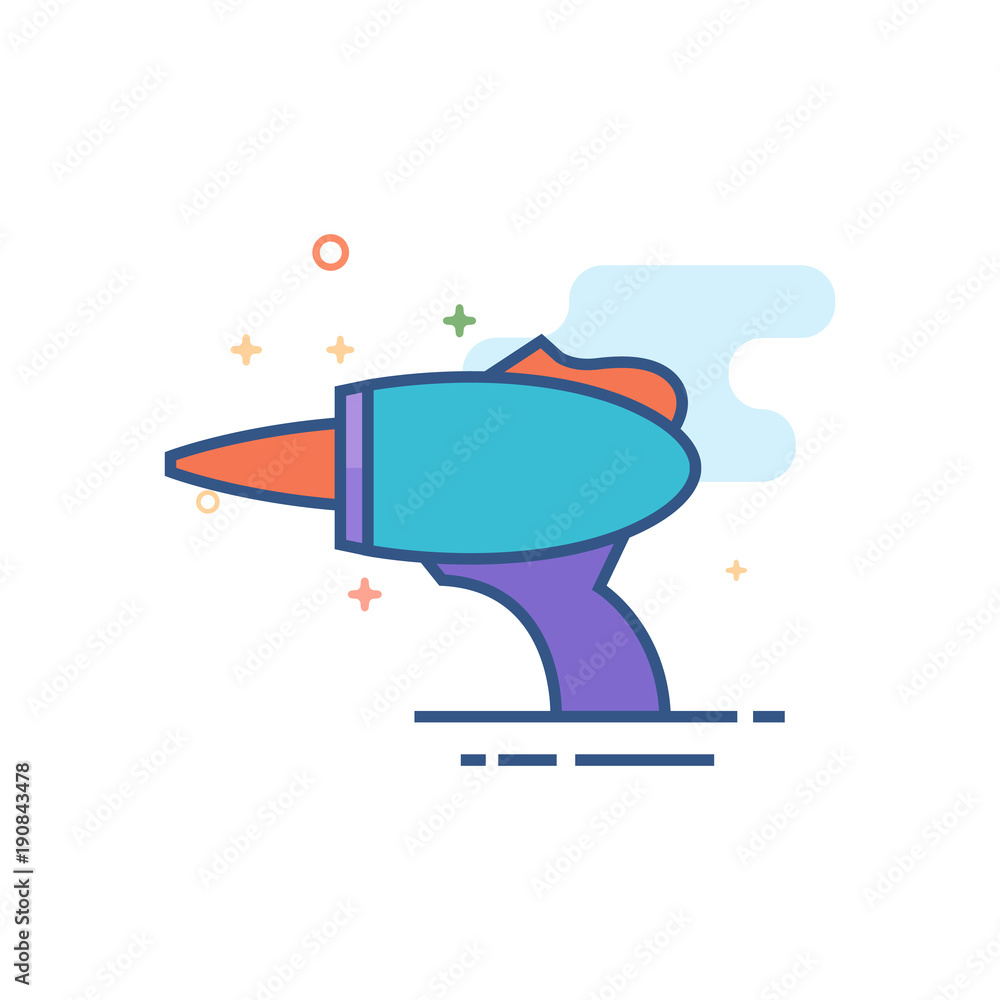 Toy laser gun icon in outlined flat color style. Vector illustration. Toy laser gun icon in outlined flat color style. Vector illustration.
