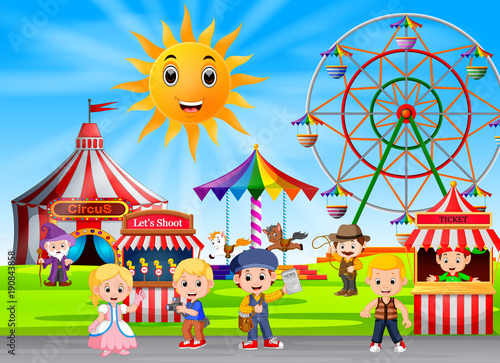 People having fun in amusement park