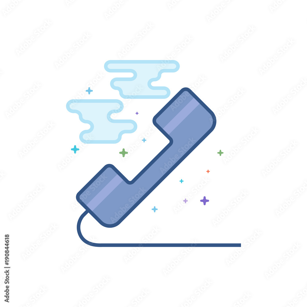 Landline telephone icon in outlined flat color style. Vector illustration. Landline telephone icon in outlined flat color style. Vector illustration.