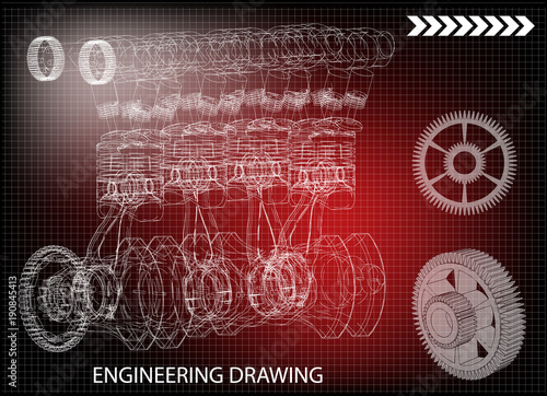 The car engine and gears
