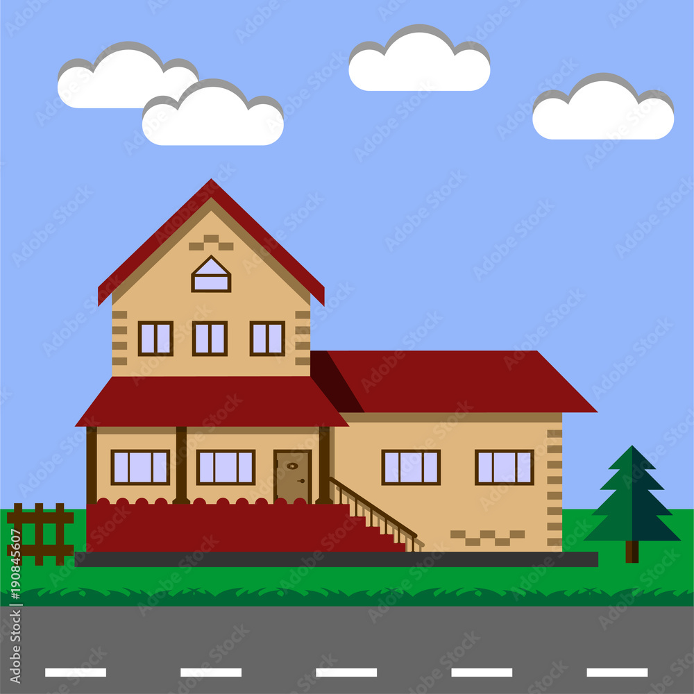 Cottage. House. Vector illustration concept.