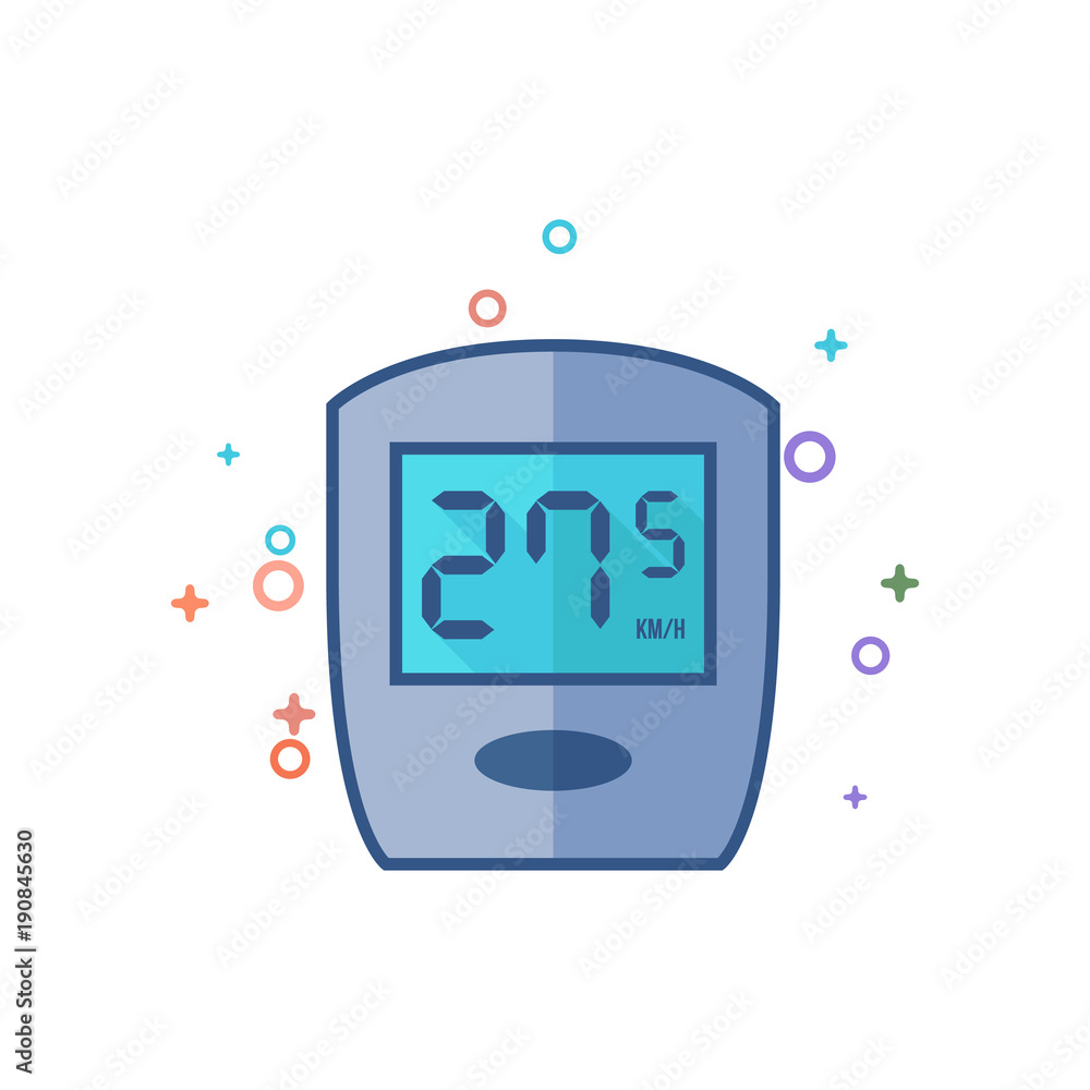 Fototapeta premium Cycle computer icon in outlined flat color style. Vector illustration.