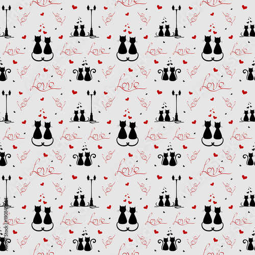 Love pattern. loving cats. Vector illustranion.