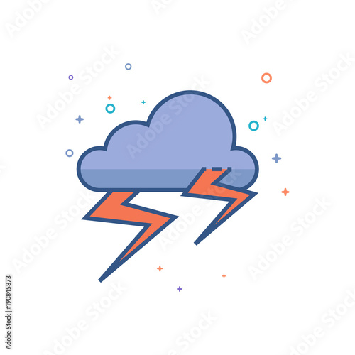 Weather overcast storm icon in outlined flat color style. Vector illustration.