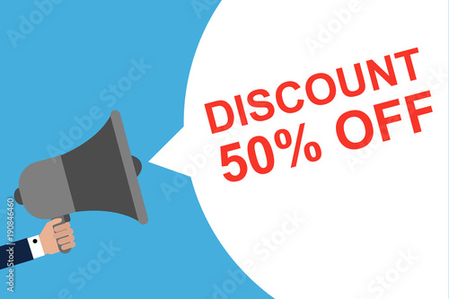 Hand Holding Megaphone With Speech Bubble DISCOUNT 50% OFF . Announcement. Vector illustration