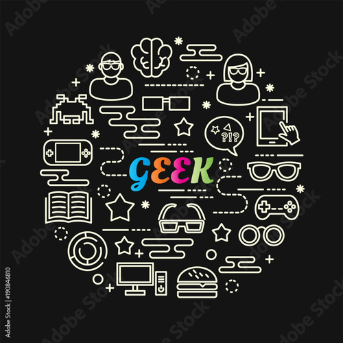 geek colorful gradient with line icons set photo