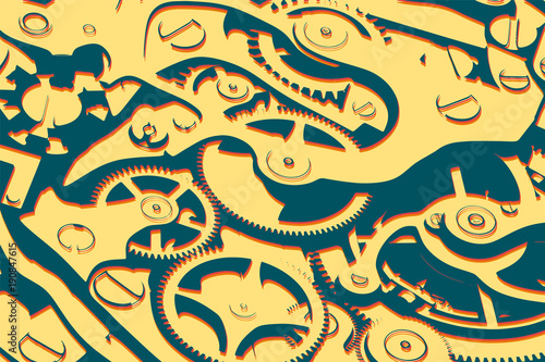 Wrist watch mechanism flat 3d web isometric concept vector with gears. Colorful dynamic hipster graphics.