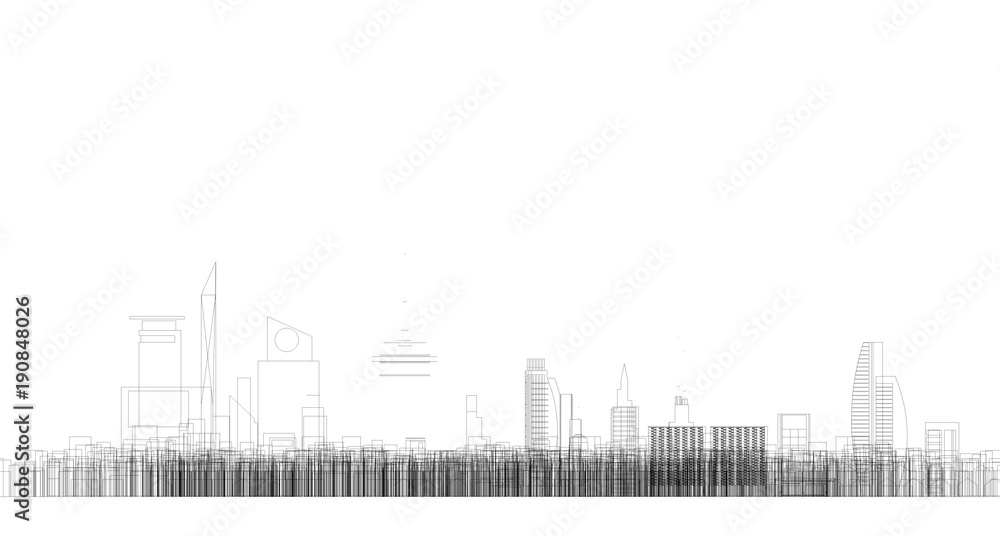 Abstract architectural drawing sketch,Illustration Abstract architectural drawing sketch,Illustration