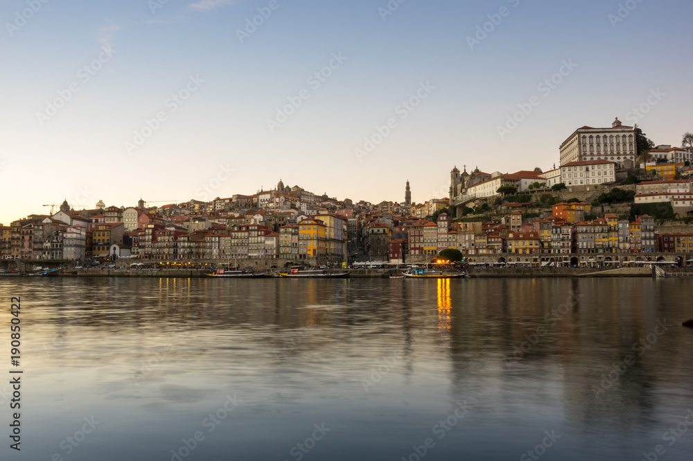 Panoramic view of Porto on sunset