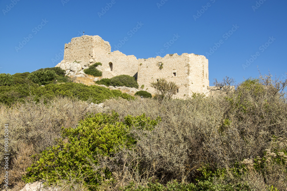 The ruins of Kastellos castle, Kritinia, Rhodes, Greece The ruins of Kastellos castle, Kritinia, Rhodes, Greece