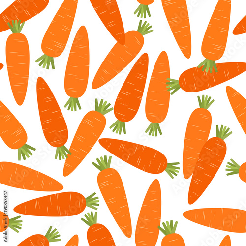 Carrot. Seamless pattern.  Vector flat illustration.