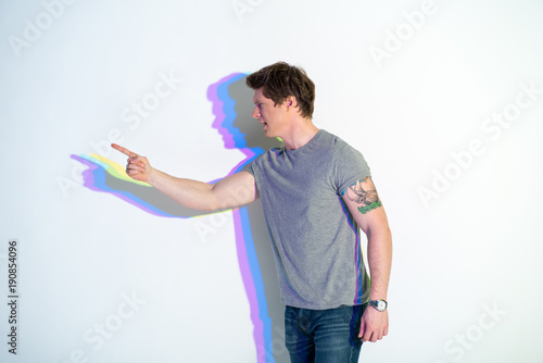 Εκτύπωση καμβά Side view irascible male gesticulating hand