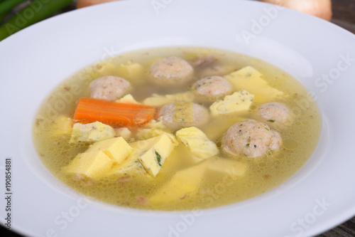 marrow balls soup in white plate