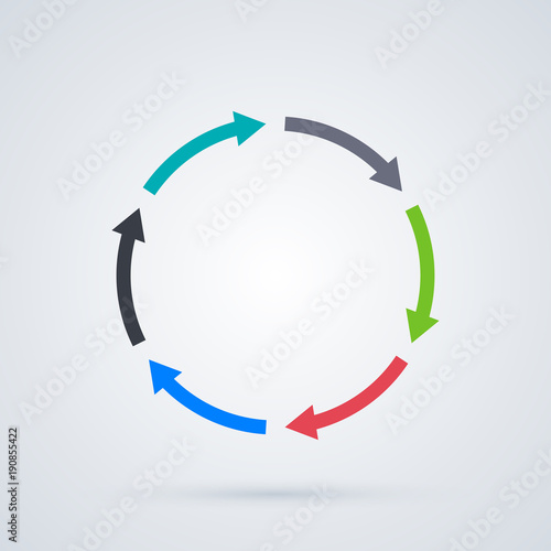 Round cycle template with six segments in elegant business style on white background.