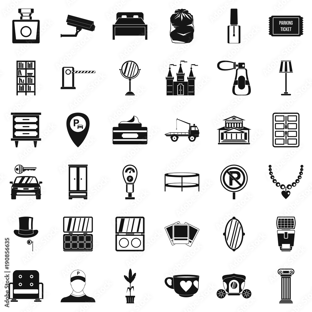 Fototapeta premium Homely atmosphere icons set, simple style