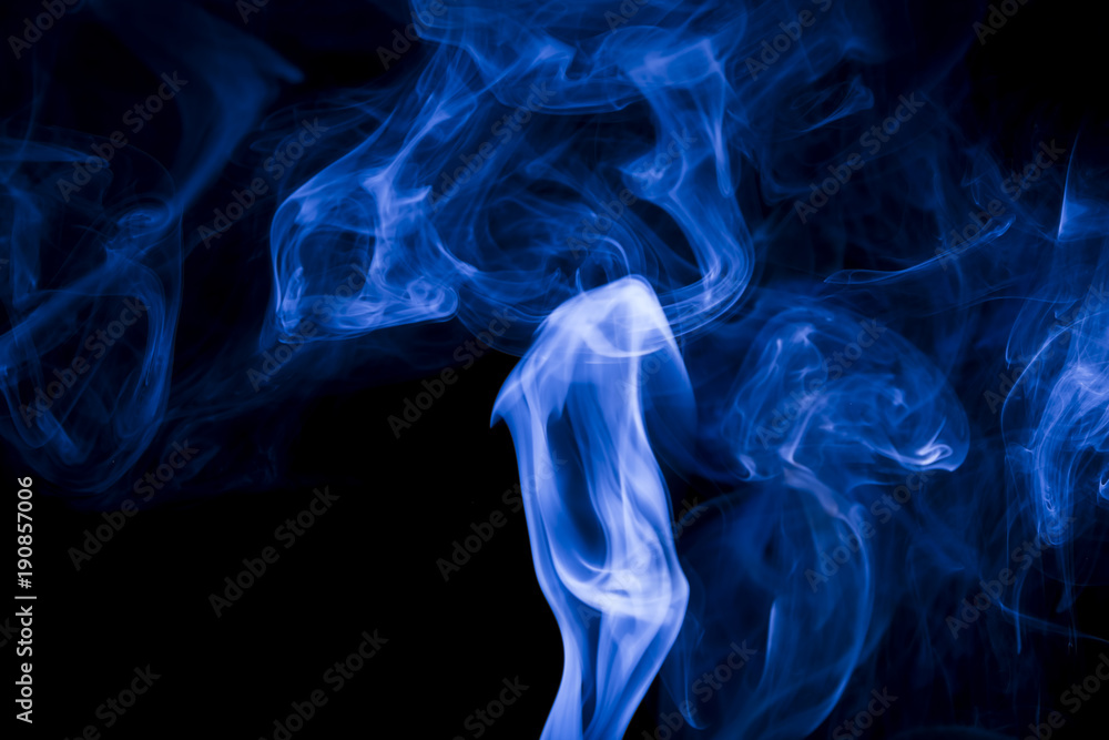 Blue smoke on black background Blue smoke on black background