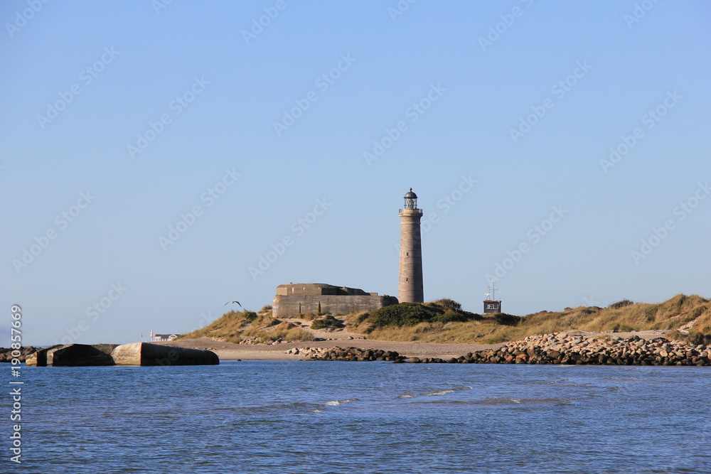 Lighthouse, Skagen Grå Fyr, Denmark. North Sea Coast.
