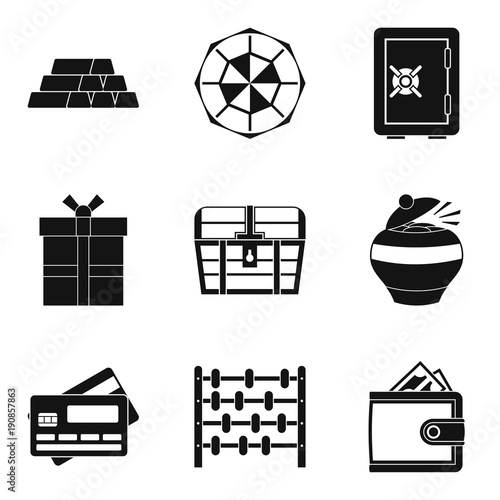 Money supply icons set, simple style