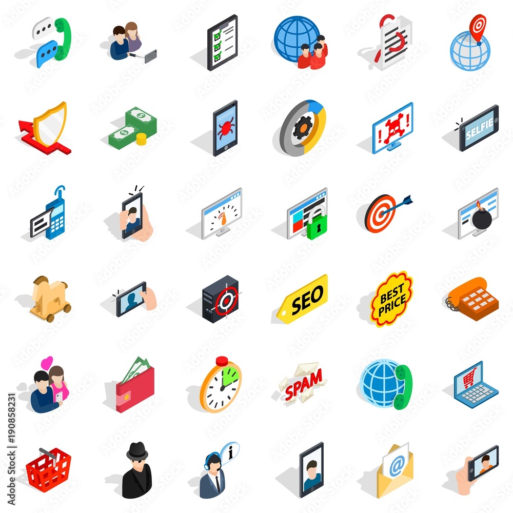 Telecom icons set, isometric style Telecom icons set, isometric style