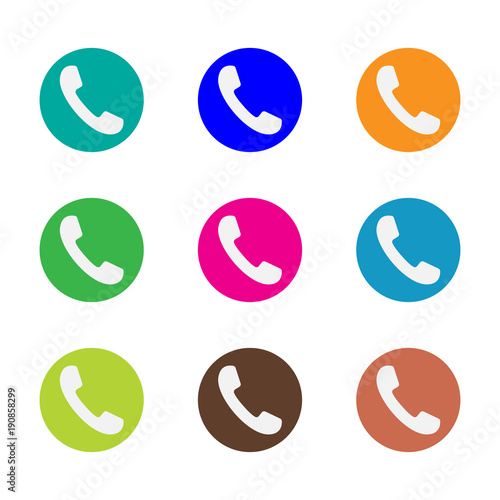 Handset, phone icon, sign, multicolored set. Vector illustration