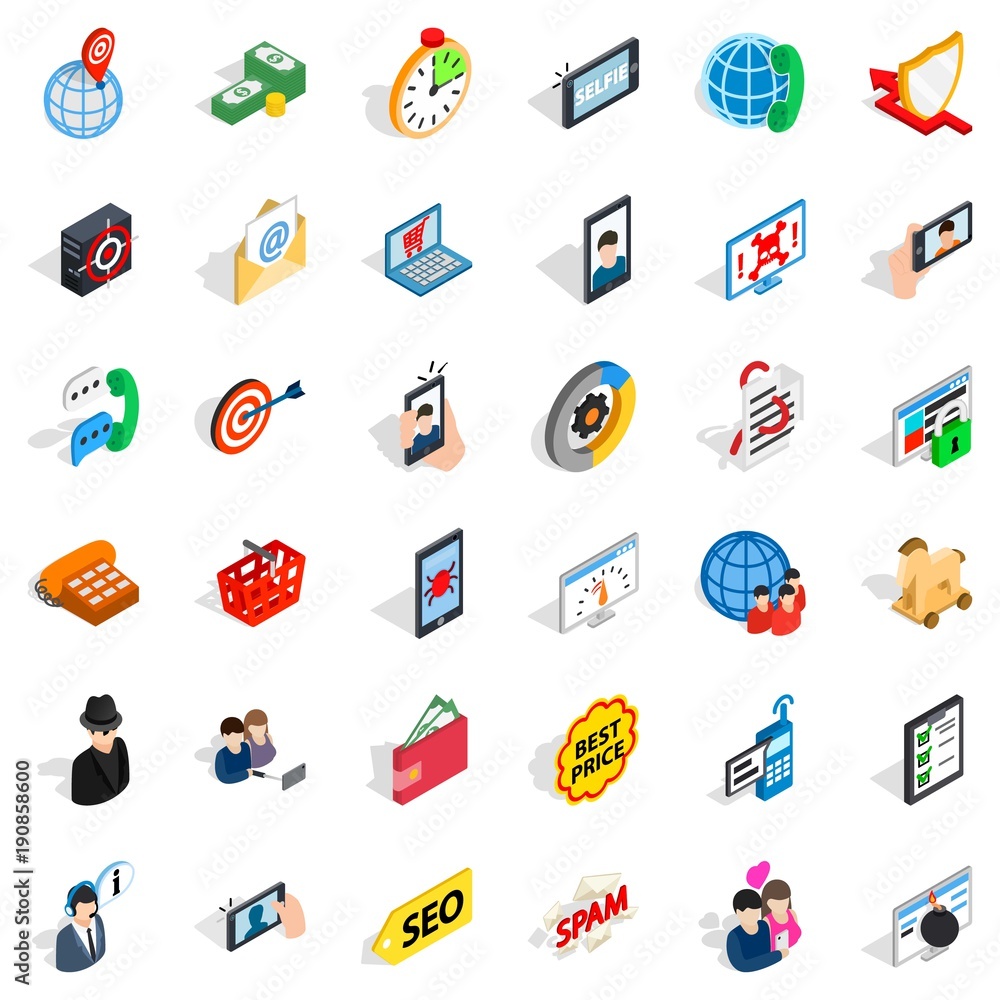 Electric icons set, isometric style Electric icons set, isometric style