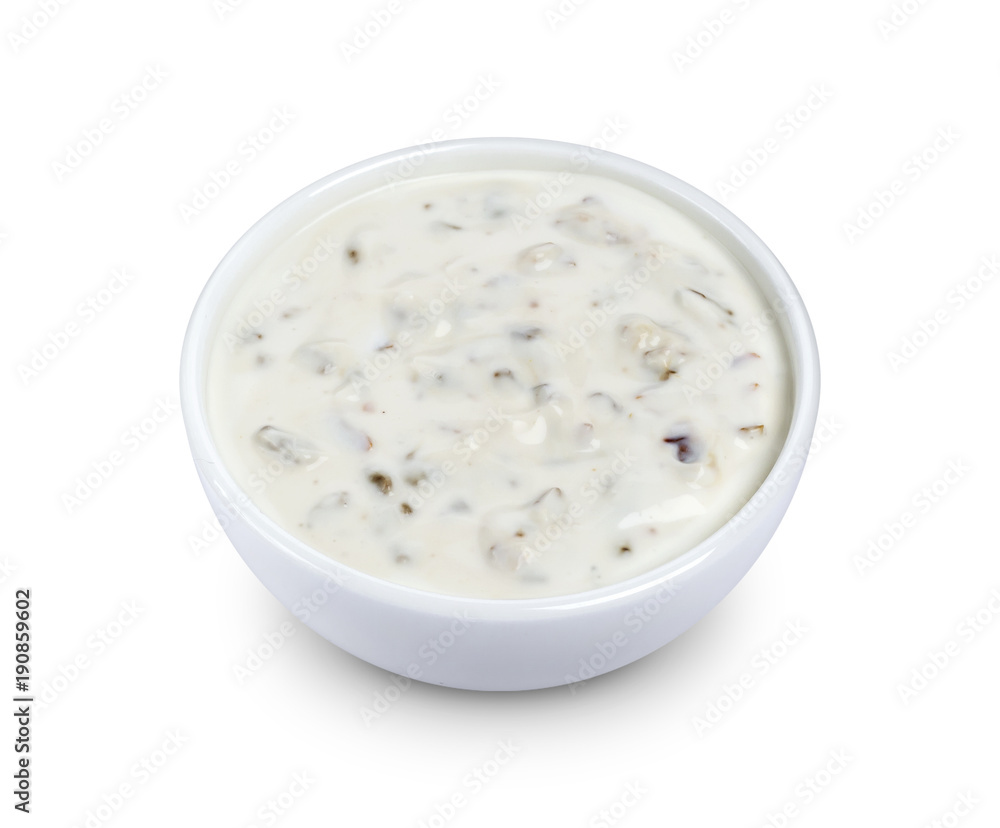 Mushroom sauce isolated on white background Mushroom sauce isolated on white background