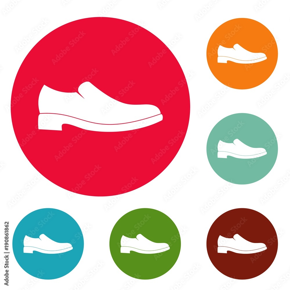 Men shoe icons circle set vector isolated on white background Men shoe icons circle set vector isolated on white background