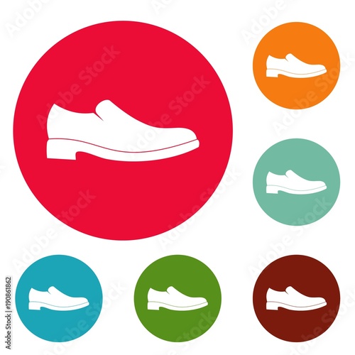 Men shoe icons circle set vector isolated on white background