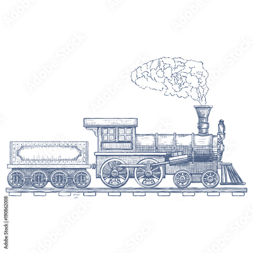 Vintage Steam locomotive vector logo design template. train or transport icon. Vector