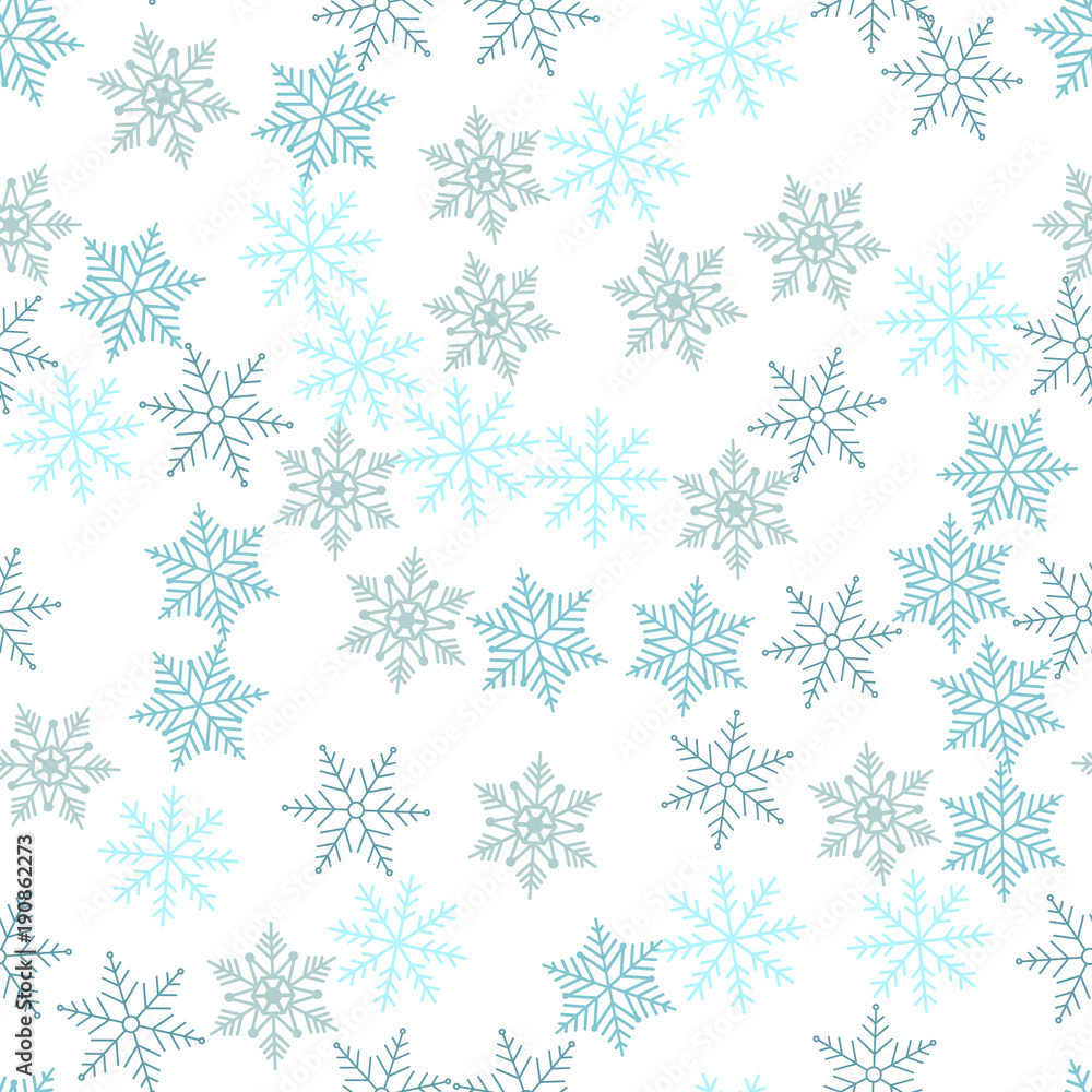 Winter snowflakes background, seamless pattern