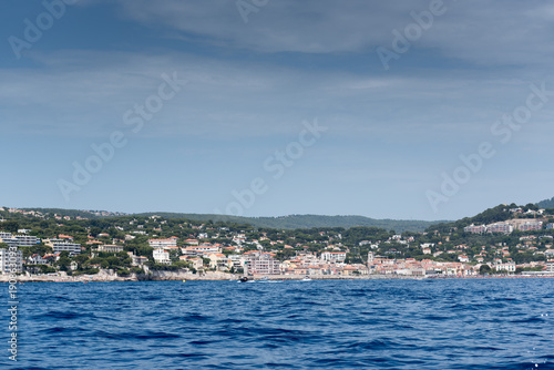 Fototapeta Naklejka Na Ścianę i Meble -  City of Cassis seen from the sea, France, summer