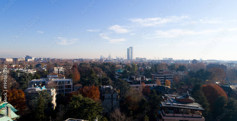 Obraz premium Aerial drone photo of Milan, Italy