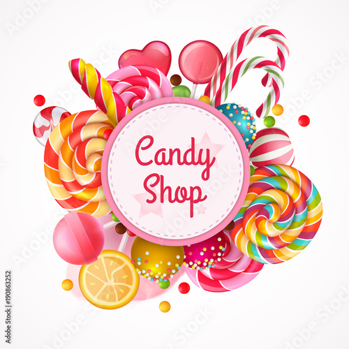 Candy Shop Round Frame Background