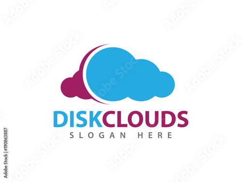 vector disk cloud online cloud storage logo design