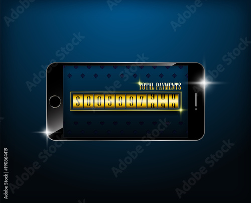 Retro vintage casino table template with rotating numbers. Total payments. Vip style with glow. Isolated on green background. Can be used in web, flyers, banners. Vector illustration.