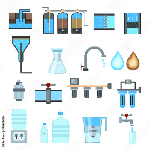 Water Filtration Flat Icons