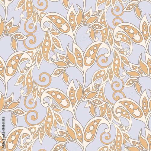 elegance seamless pattern with flowers and leaf  vector floral illustration 