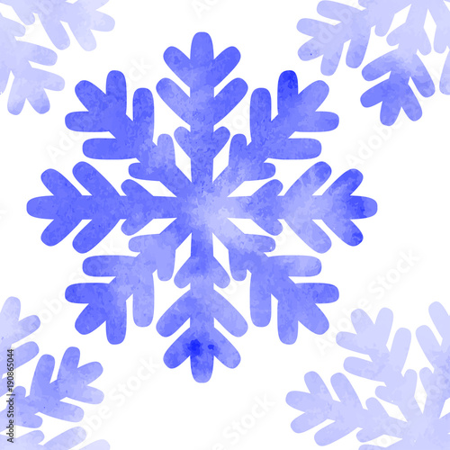 watercolor snowflakes seamless vector pattern
