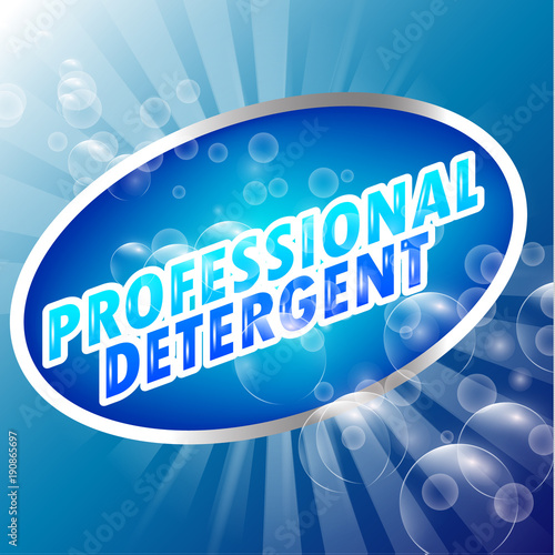 High quality laundry detergent template. Packaging laundry illustration. Eco, smart clean and wash detergent. Green yellow and blue detergent style with shine bubbles and water Vector EPS 10